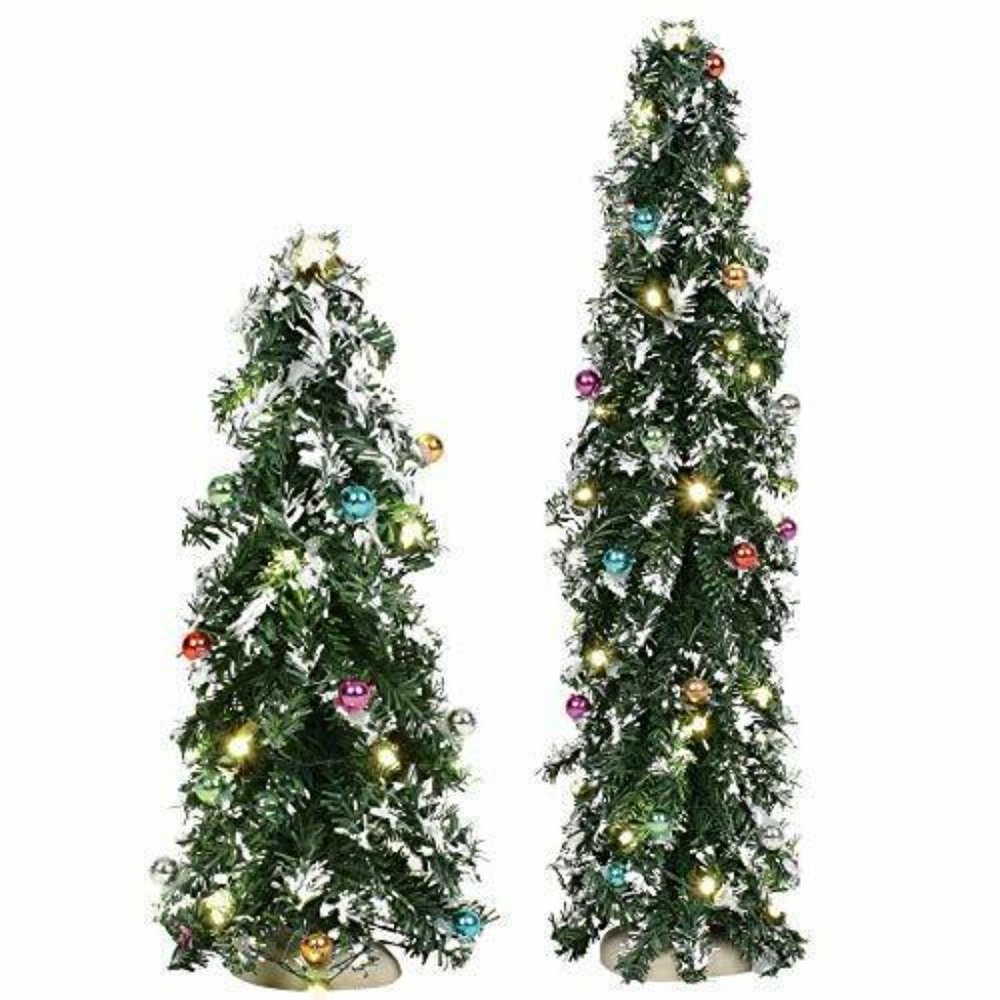 New Festive Mountain Pines Lit Trees (Set of 2)